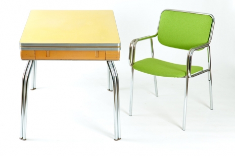 Table arborite chrome vintage 1950, Chaise chrome 1970