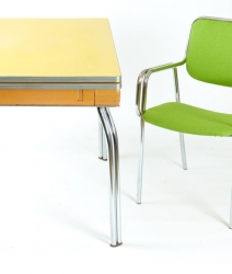 Table arborite chrome vintage 1950, Chaise chrome 1970